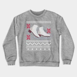 Ugly Christmas Sweater design with Ice Skates and Snowflakes Crewneck Sweatshirt